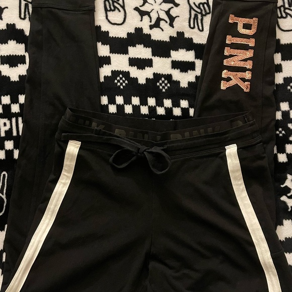 Pink by VS leggings w Gold Sequence Detailing!! - Picture 2 of 12
